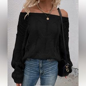 Off the shoulder knit sweater